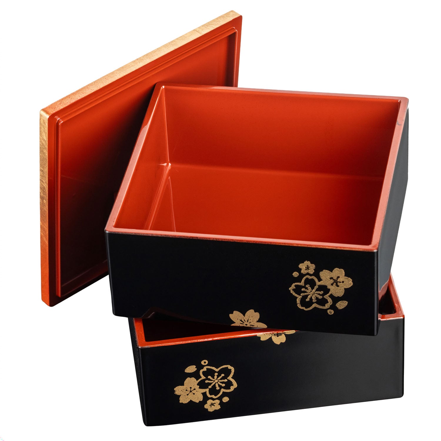 Temari Small 2 Tier Japanese Lacquer Box open