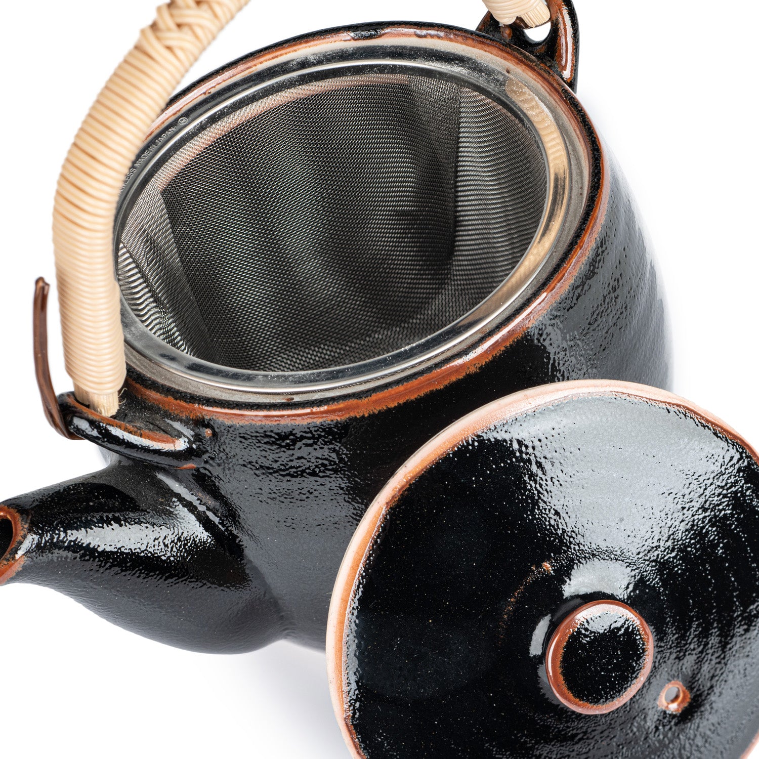 Tenmoku Black Japanese Tea Pot and Cup Gift Set top