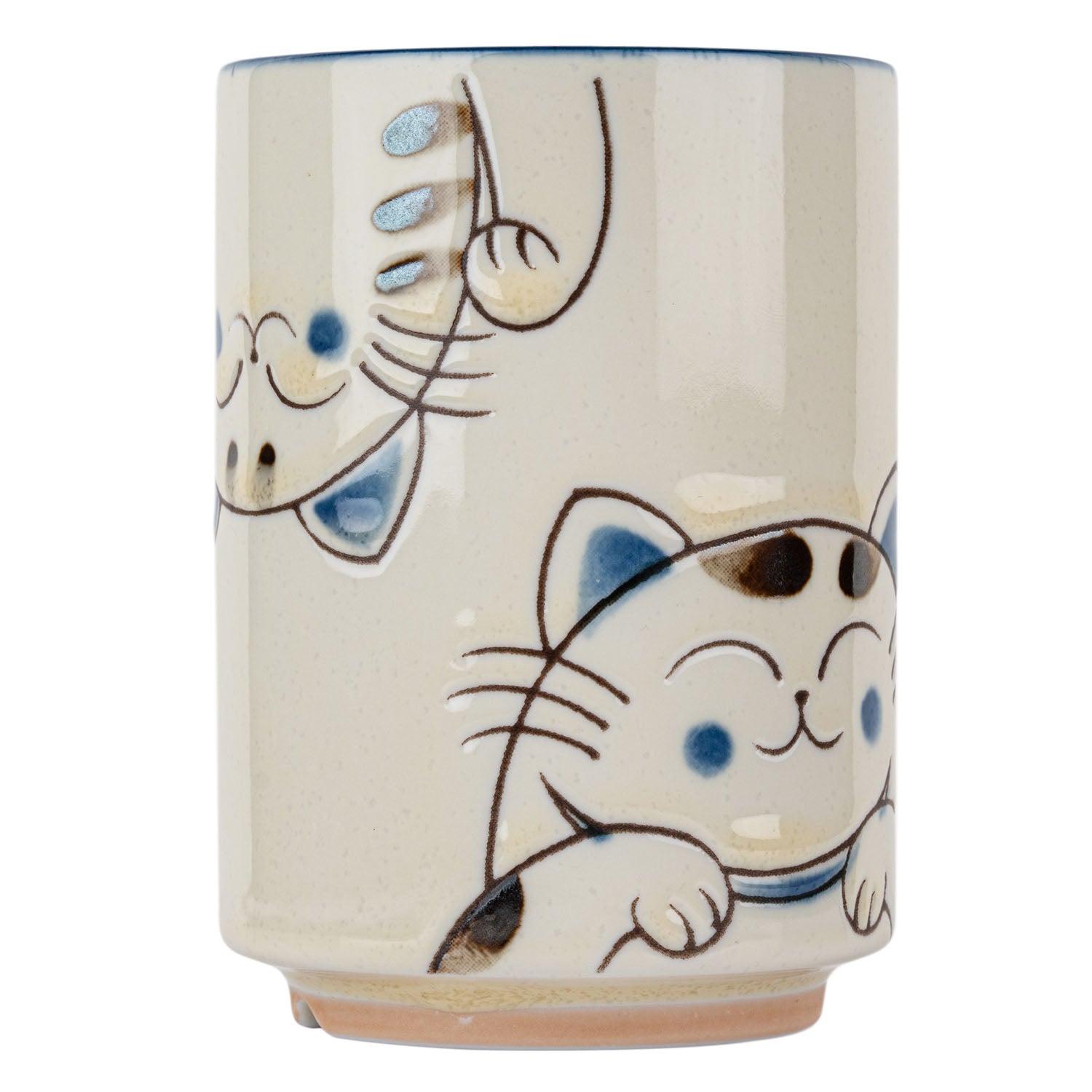 Three Blue Cats Japanese Tea Cup side