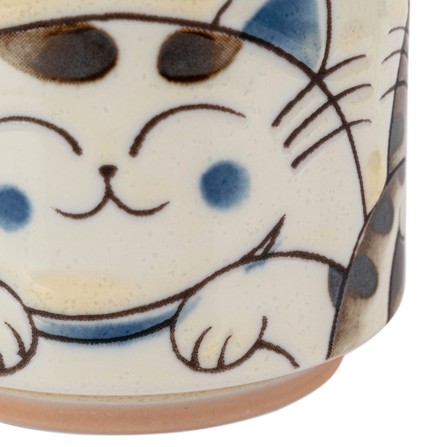 Three Blue Cats Japanese Tea Cup detail