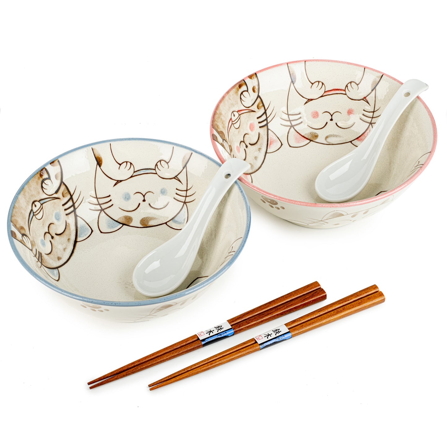 Three Cats Japanese Noodle Bowl Gift Set