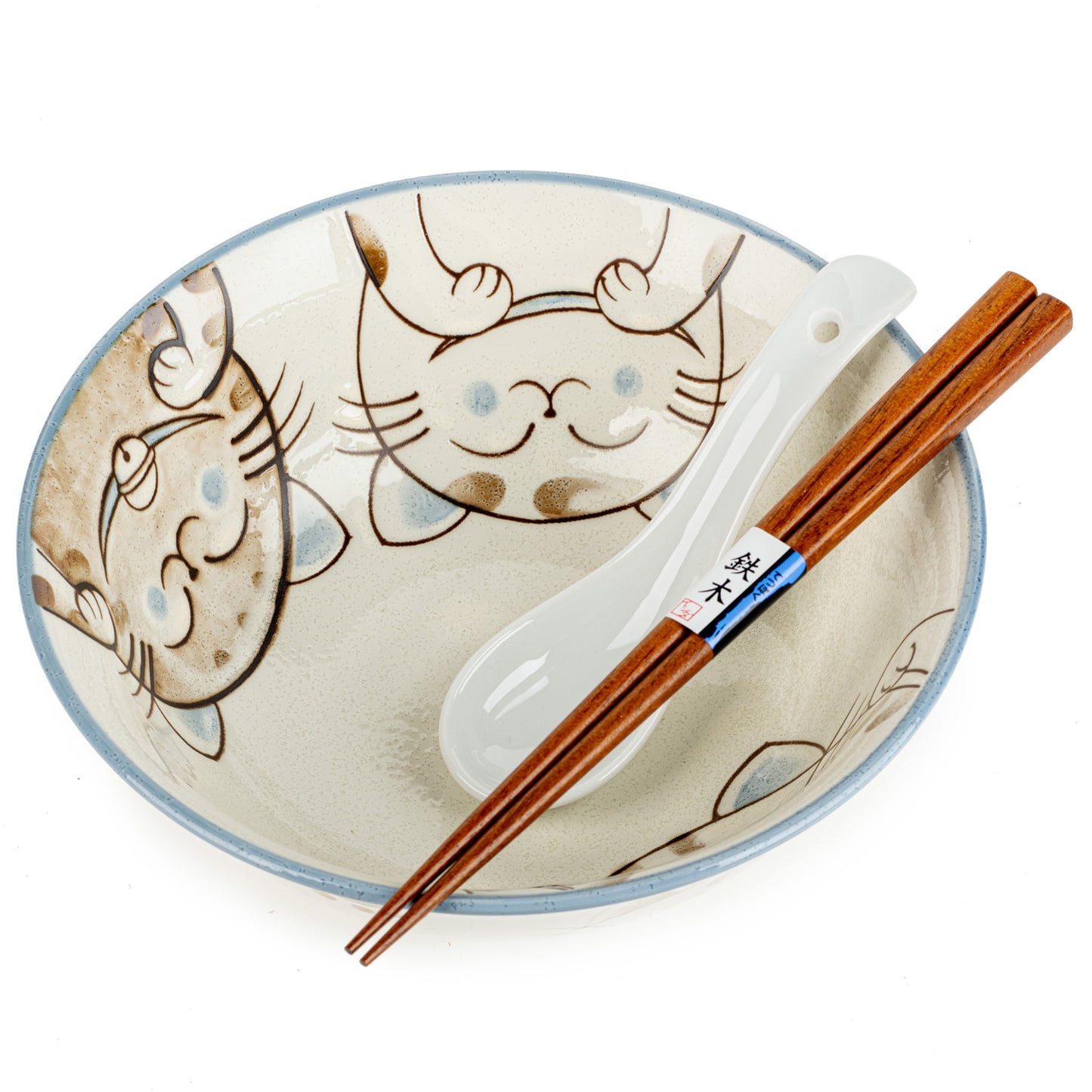 Three Cats Japanese Noodle Bowl Gift Set detail