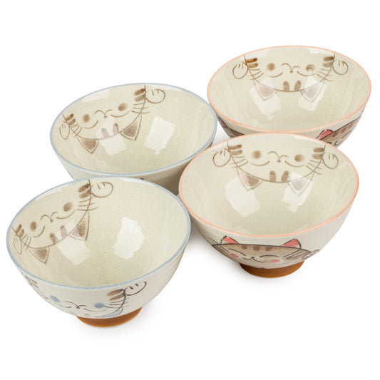 Three Cats Japanese Rice Bowl Gift Set