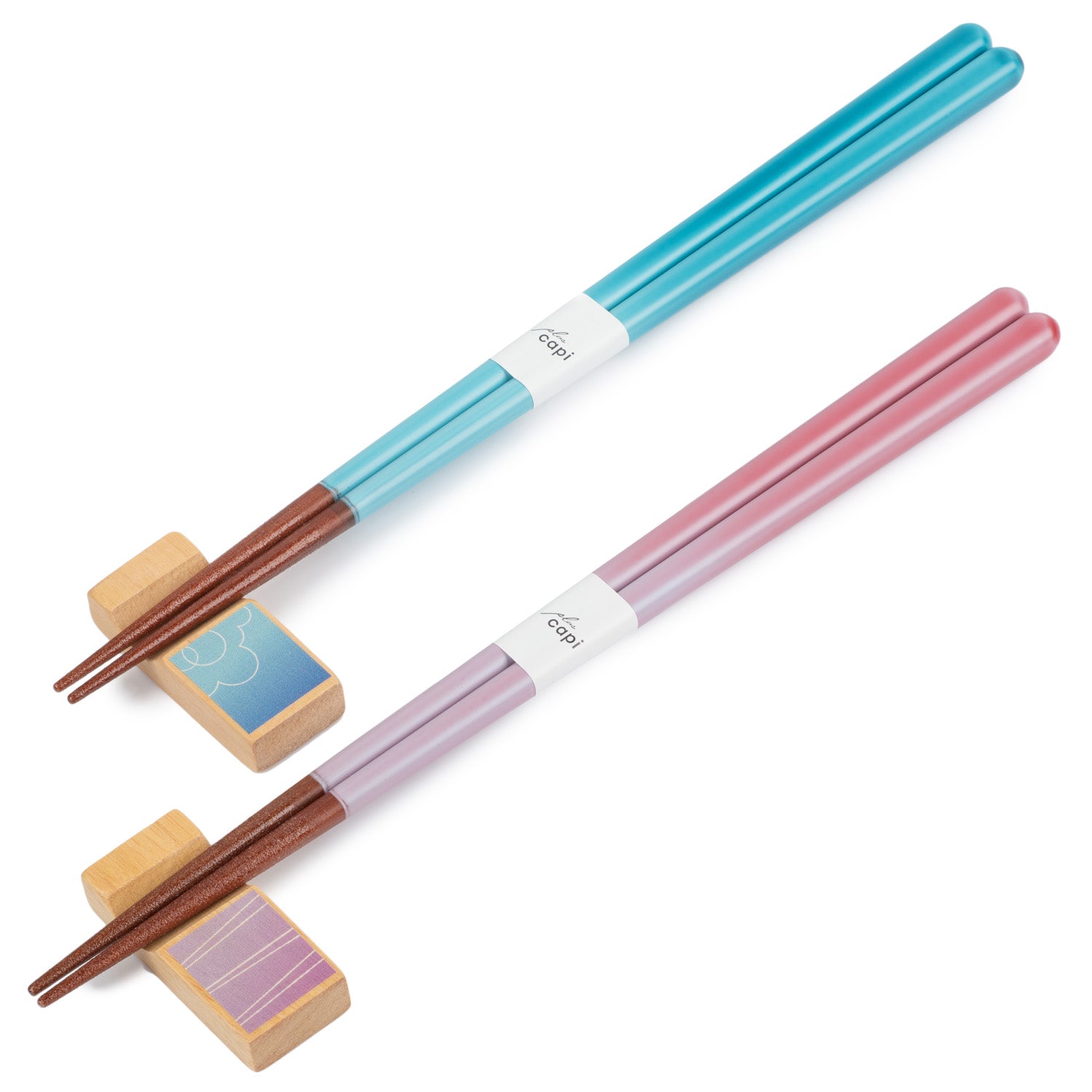Turquoise and Pink Wonderful Mealtime Japanese Chopstick Set side