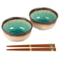 Turquoise Crackleglaze Japanese Bowl Set