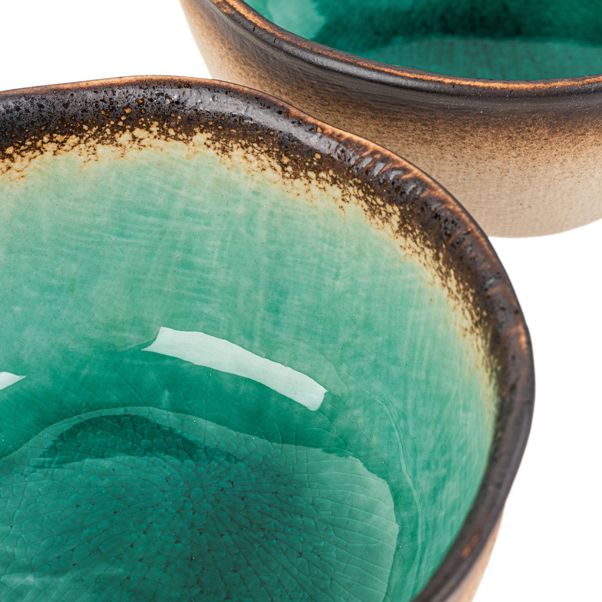 Turquoise Crackleglaze Japanese Bowl Set detail