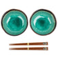 Turquoise Crackleglaze Japanese Bowl Set top