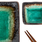 Turquoise Crackleglaze Sushi Plate Set detail
