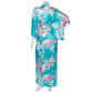 Turquoise Floral Long Silk Japanese Kimono back