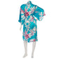 Turquoise Floral Short Silk Japanese Kimono back