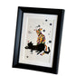 Two Cats Playing Black Frame A5 Japanese Print