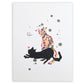 Two Cats Playing Black Frame A5 Japanese Print detail