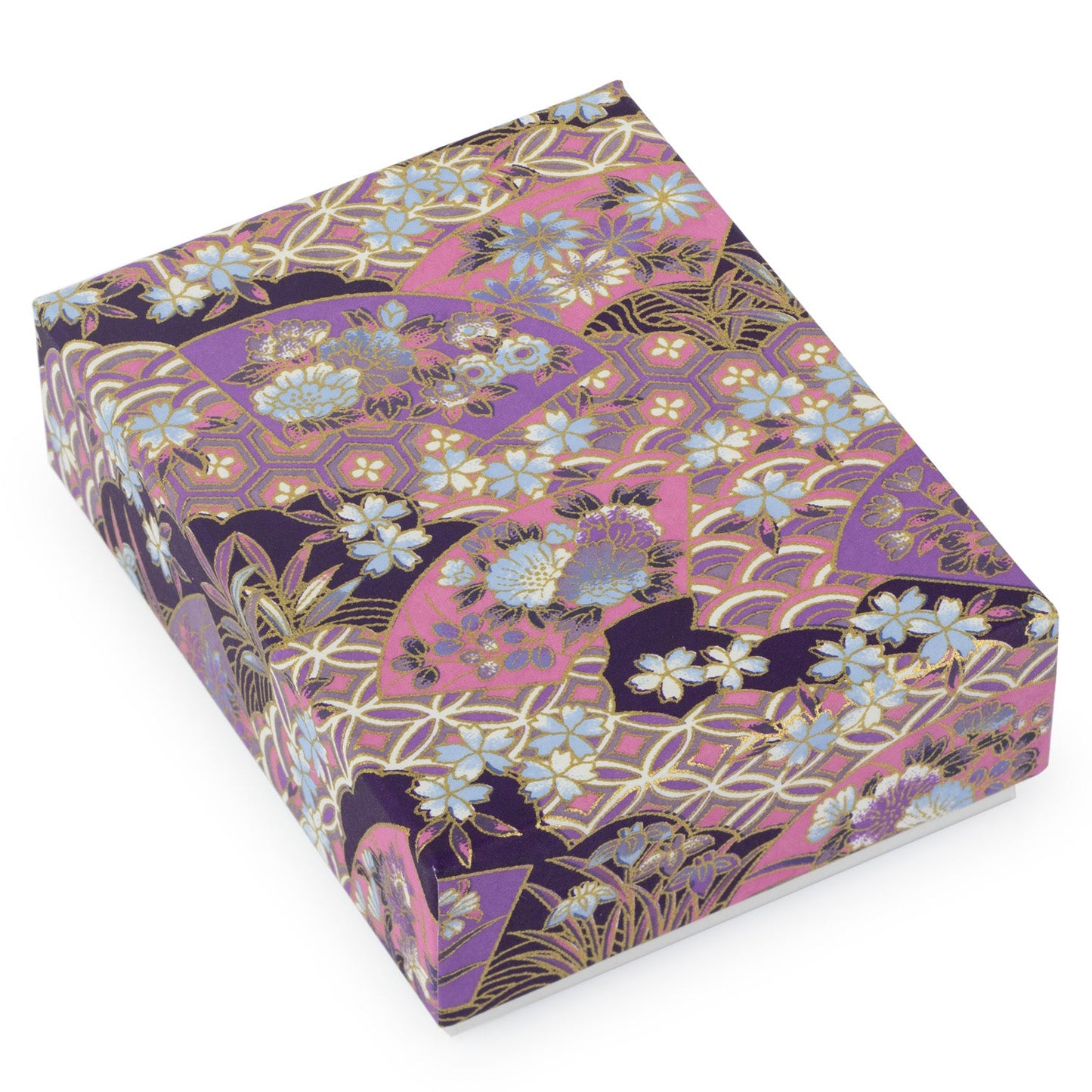 Wagokoro Purple and Gold Fan Japanese Earrings Gift Box