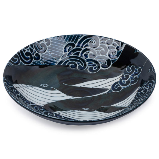 Whale Indigo Blue Ceramic Japanese Bowl