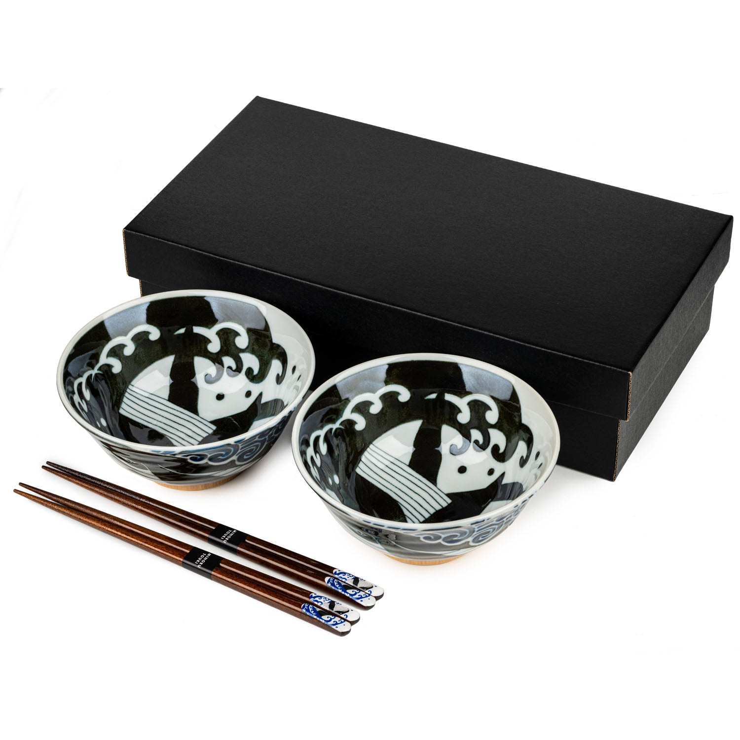 Whale Indigo Blue Japanese Bowl Gift Set and gift box