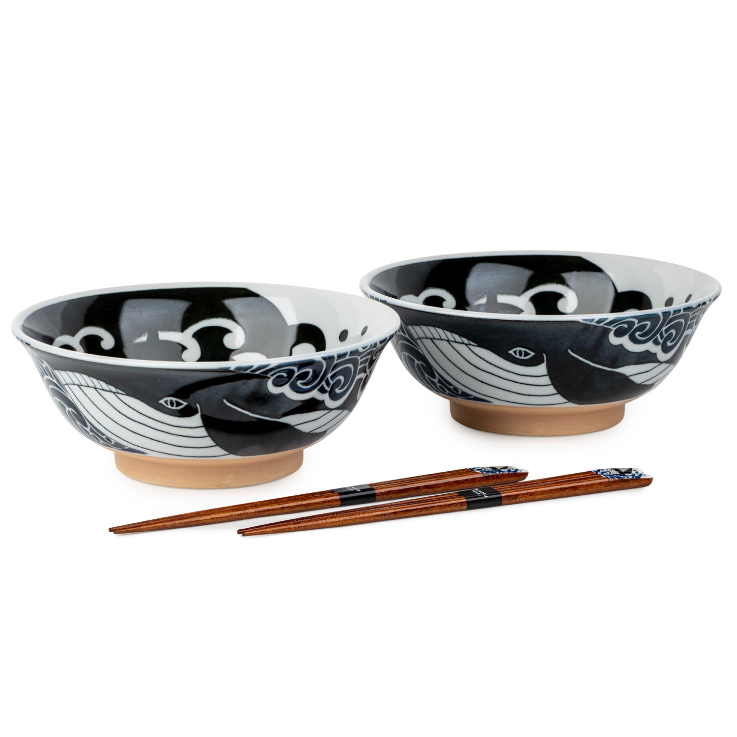 Whale Indigo Blue Japanese Ramen Bowl Set