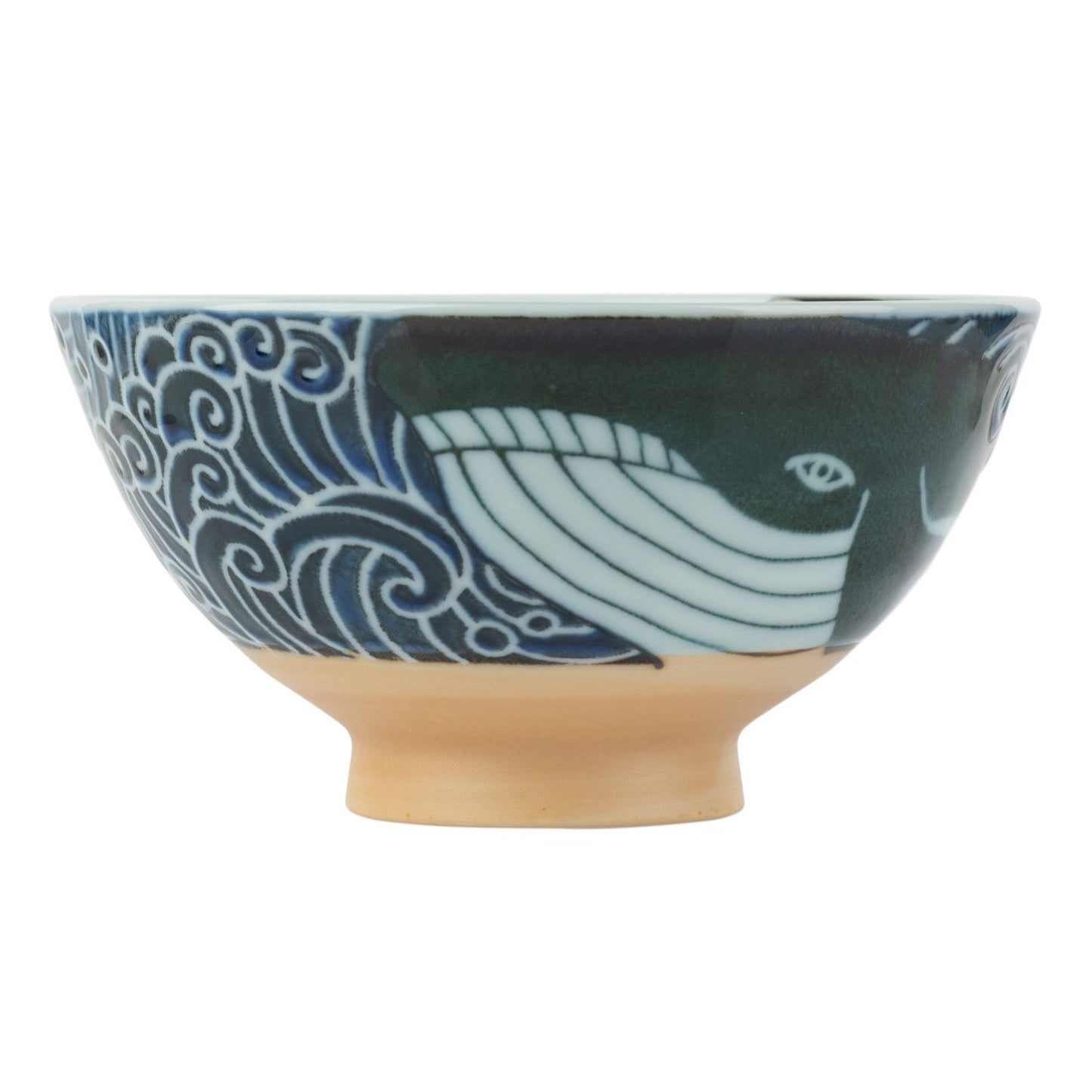 Whale Indigo Blue Japanese Rice Bowl side