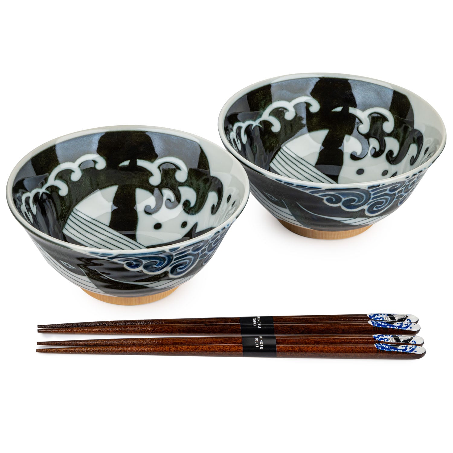 Whale Indigo Blue Japanese Soup Bowl Gift Set