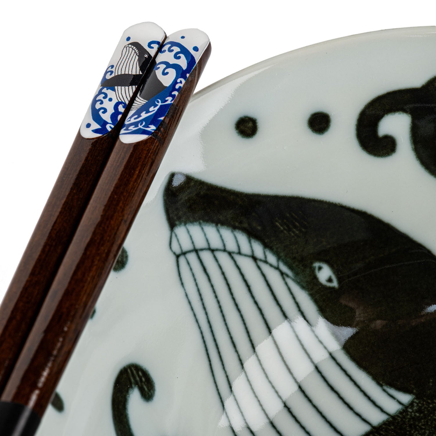 Whale Indigo Blue Japanese Soup Bowl Gift Set detail