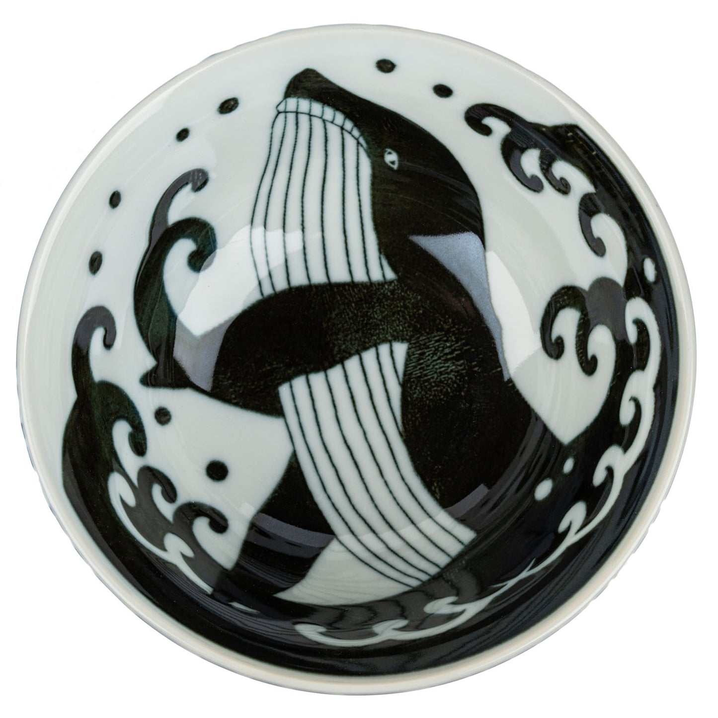 Whale Indigo Blue Japanese Soup Bowl Gift Set top