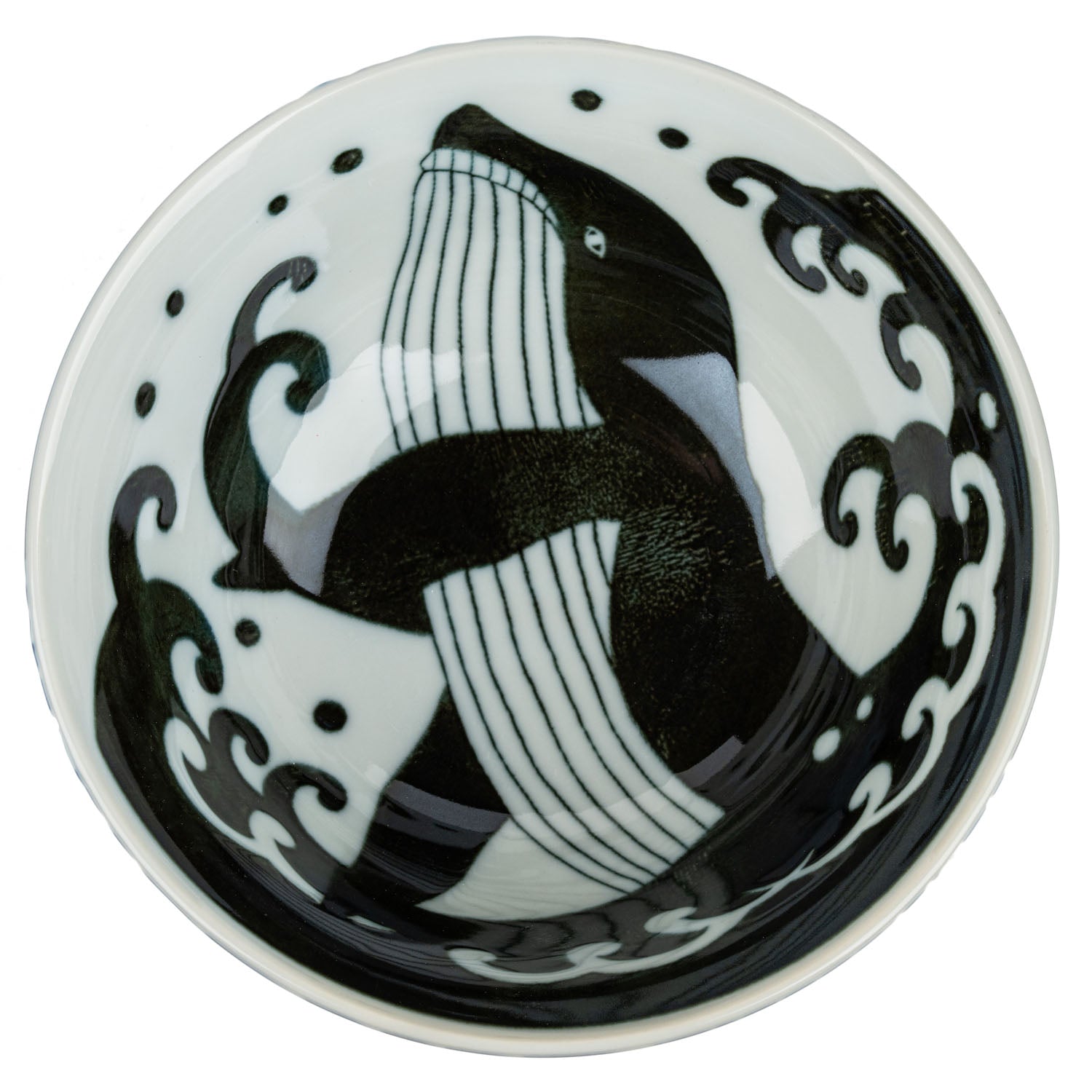 Whale Indigo Blue Japanese Soup Bowl Gift Set top