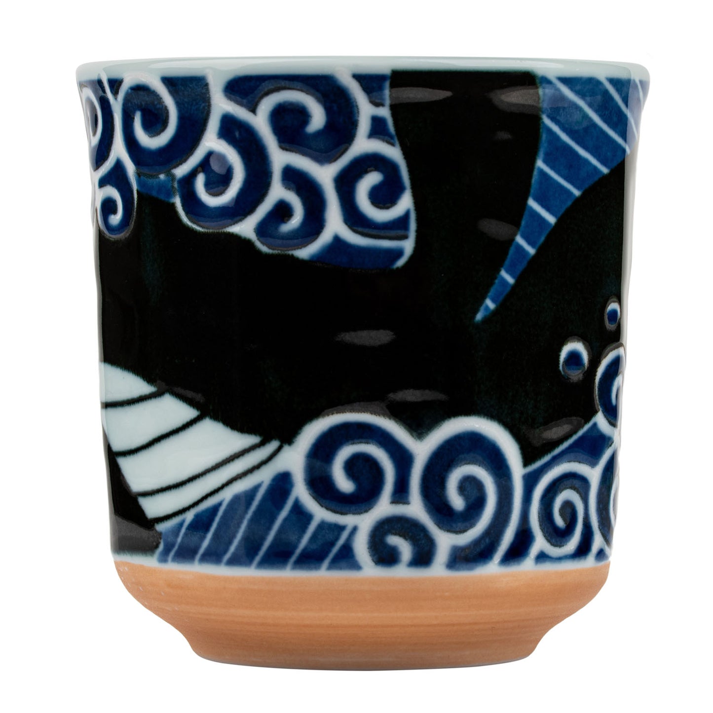 Whale Indigo Blue Japanese Tea Cup side