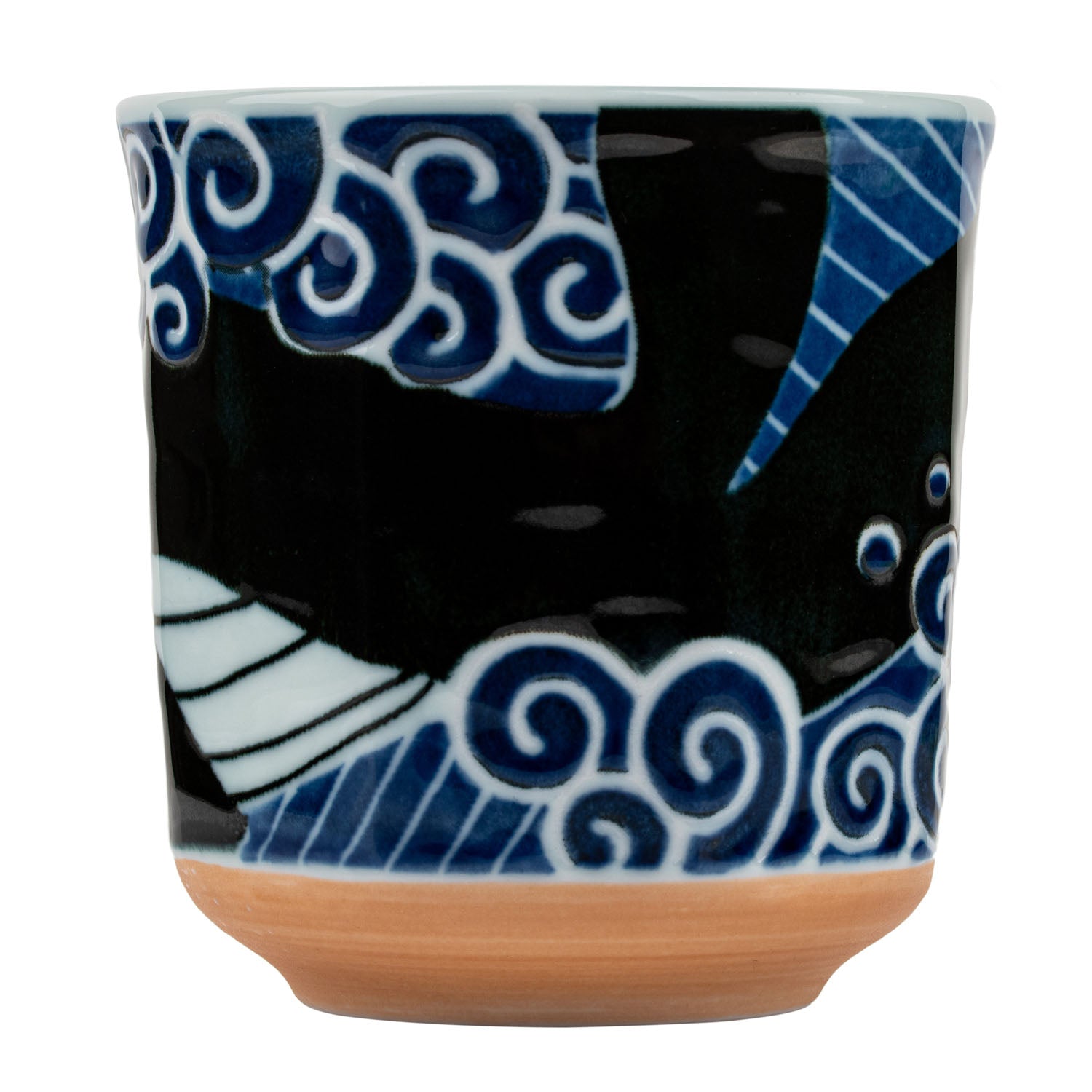 Whale Indigo Blue Japanese Tea Cup side