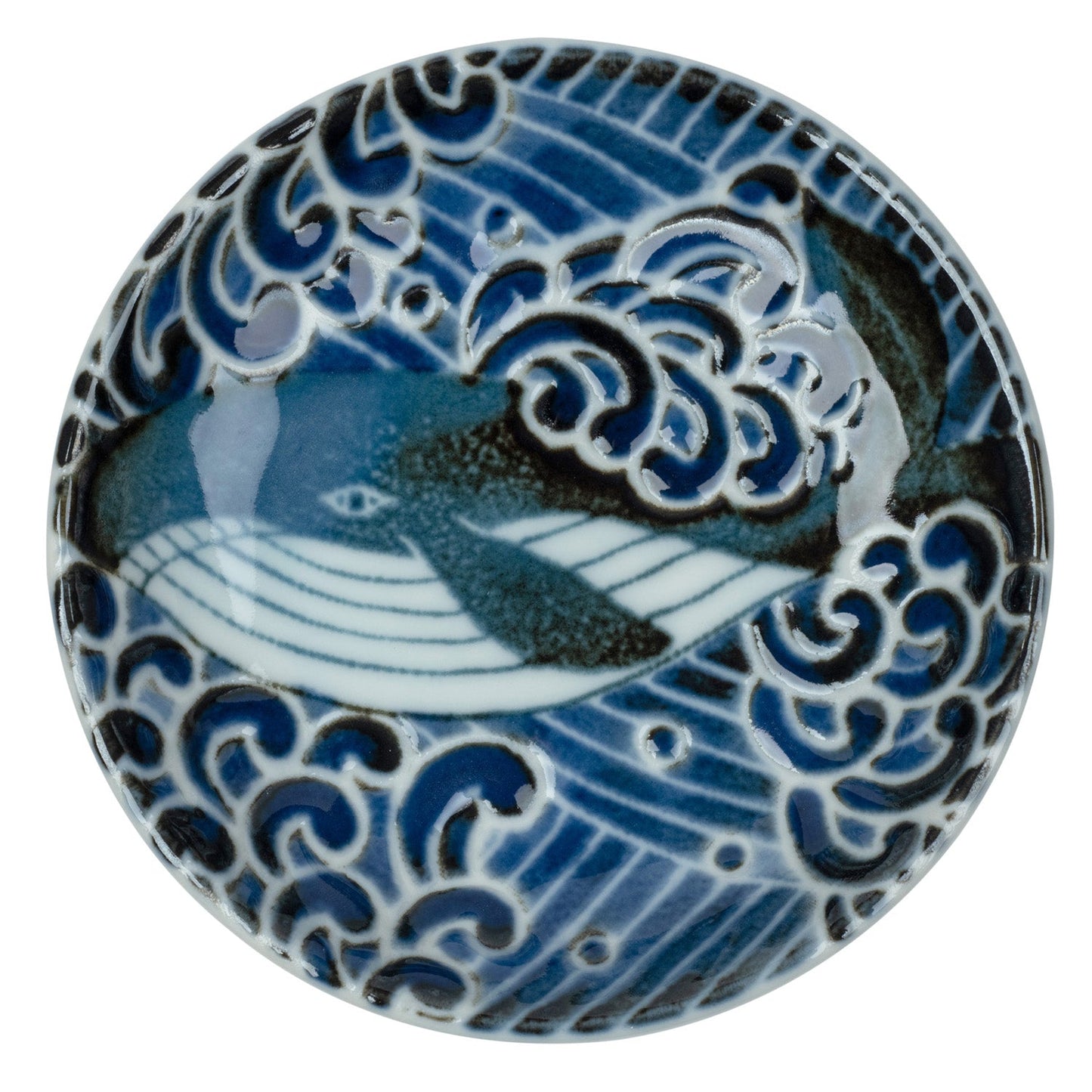 Whale Indigo Blue Small Japanese Sauce Dish top