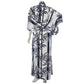 White and Navy Bamboo Japanese Cotton Kimono back