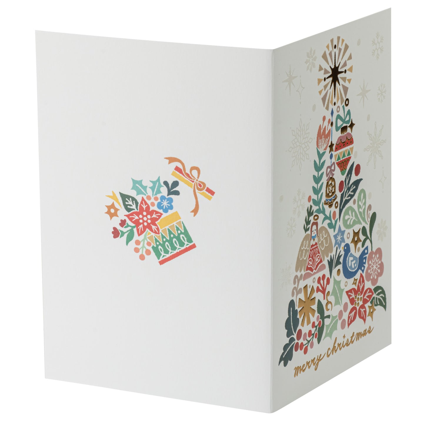 White Festive Tree Japanese Xmas Card back