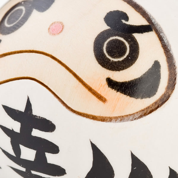 White Happiness Daruma Kokeshi Doll