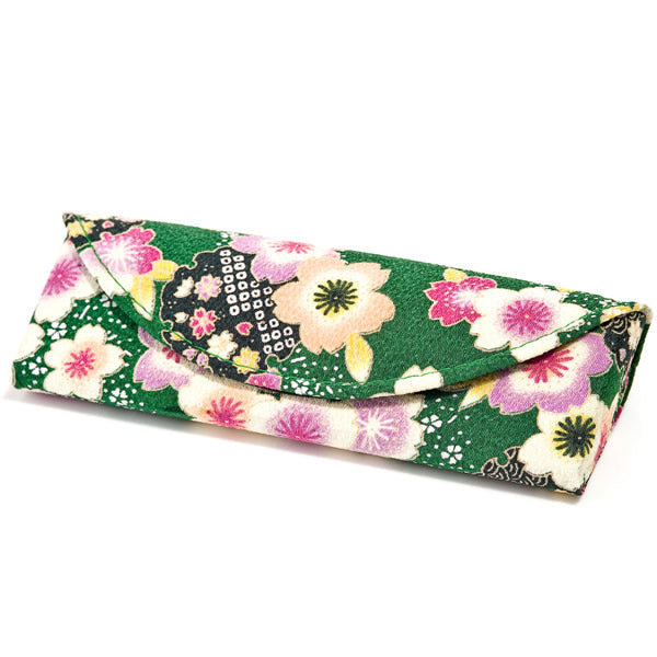 Midori Green Floral Japanese Spectacle Case