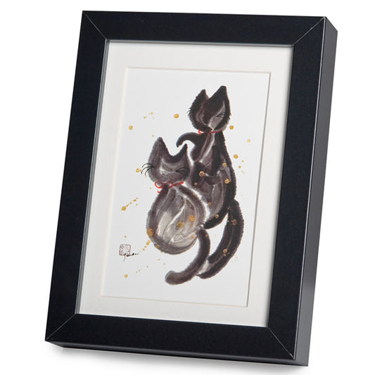 Cats In Love Black Frame A5 Japanese Print