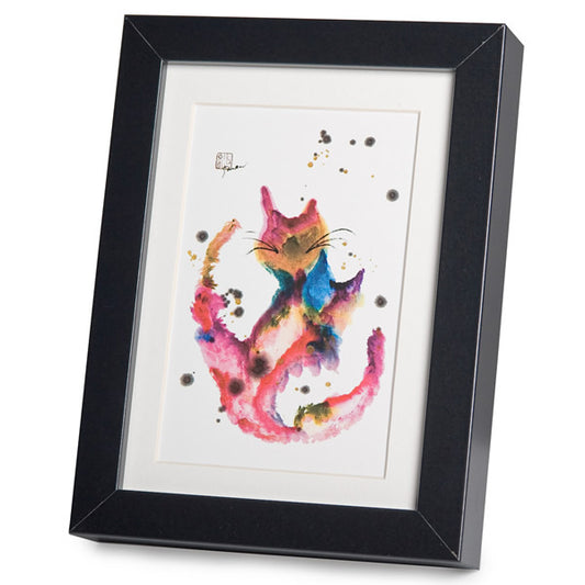 Happy Cats Black Frame A5 Japanese Print