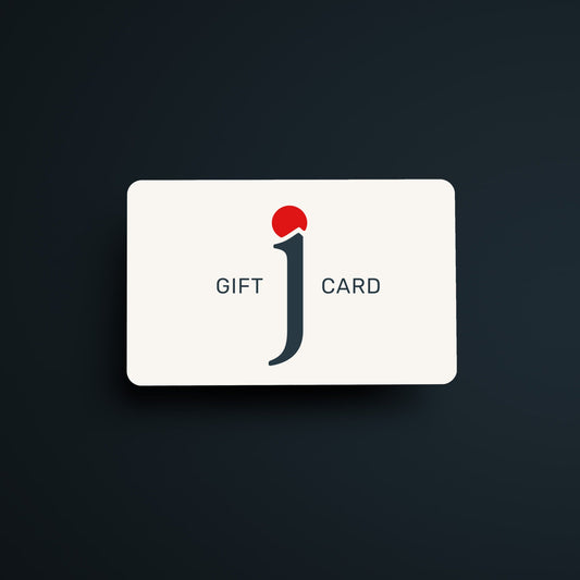 Japanese Shop's white gift card image, labelled "gift card" in grey with an ornate red ribbon