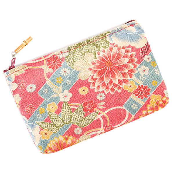Pink Flower Japanese Pouch Bag