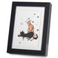 Two Cats Playing Black Frame A5 Japanese Print