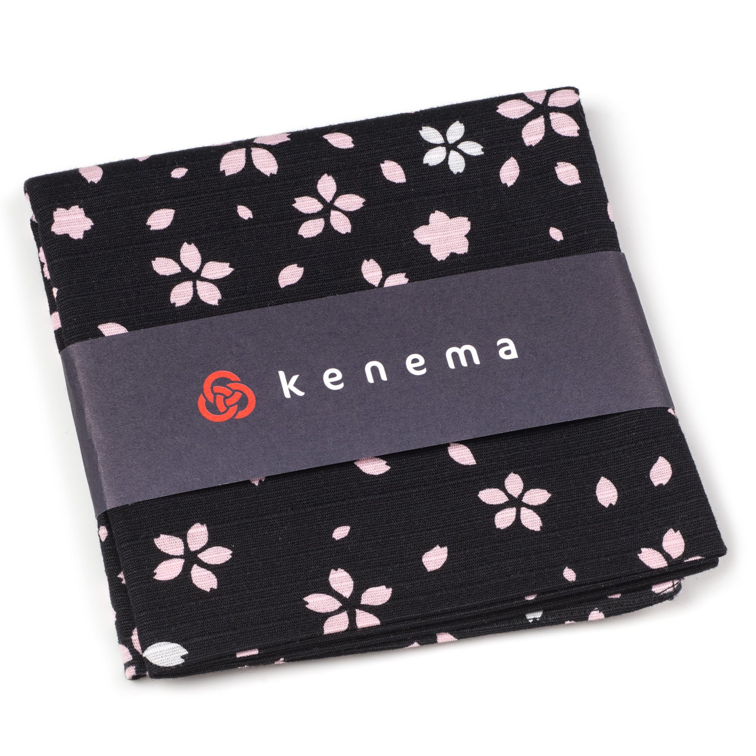 Black and Pink Blossom Japanese Handkerchief