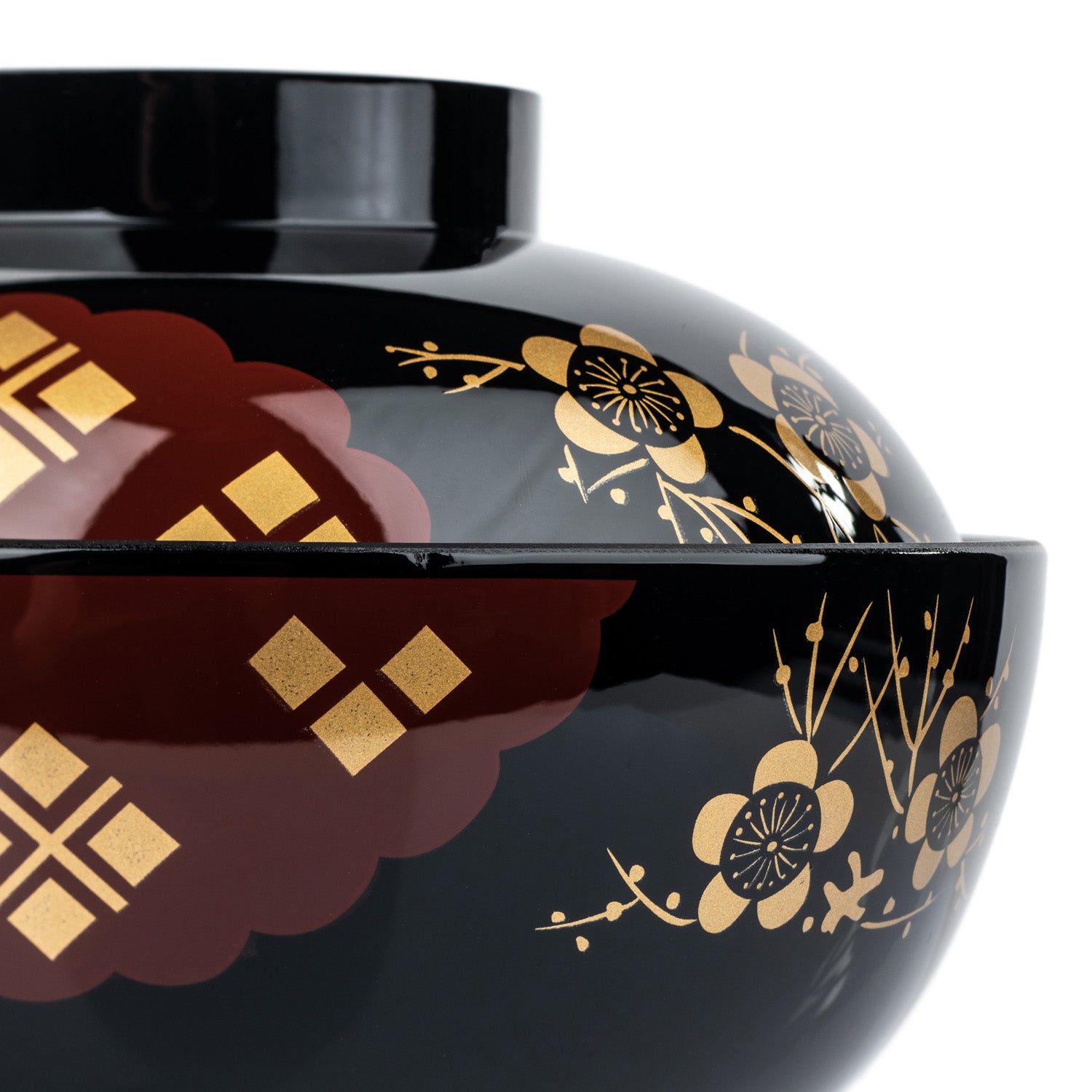 Black and Red Japanese Miso Soup Bowl and Lid