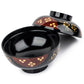 Black and Red Japanese Miso Soup Bowl and Lid