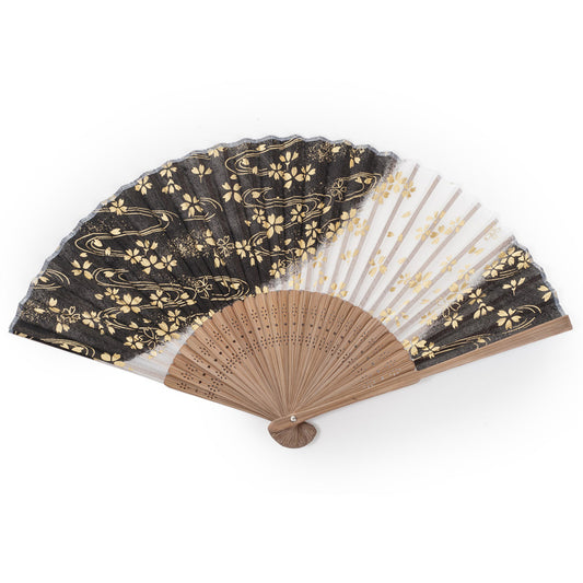 Black Cherry Blossom Japanese Folding Fan