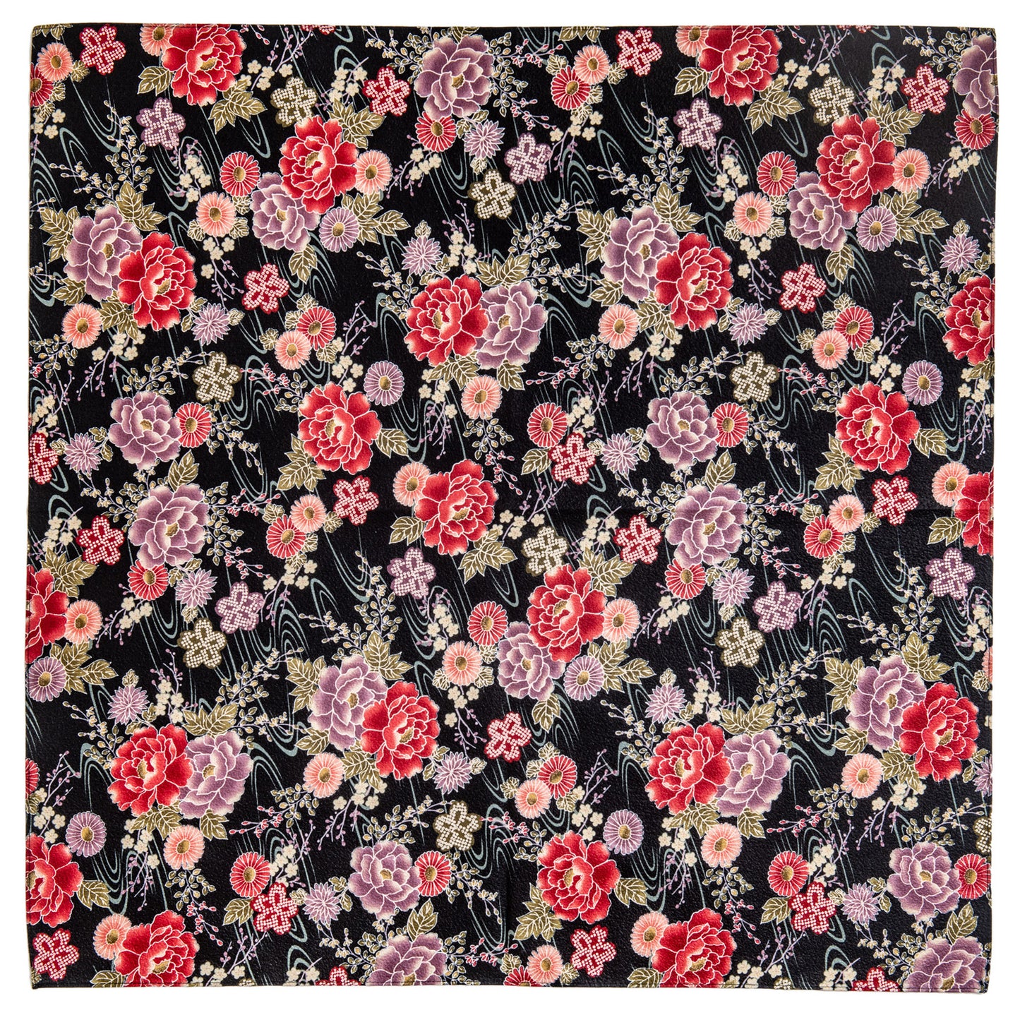Black Floral Japanese Handkerchief