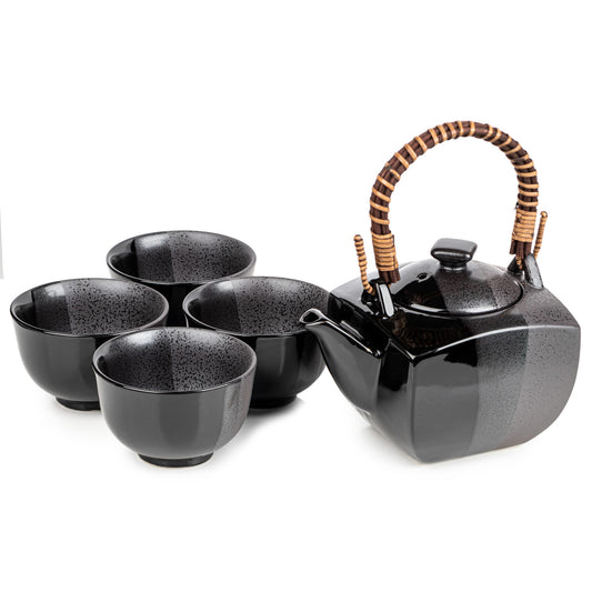 Black Nanban Traditional Japanese Tea Pot Set
