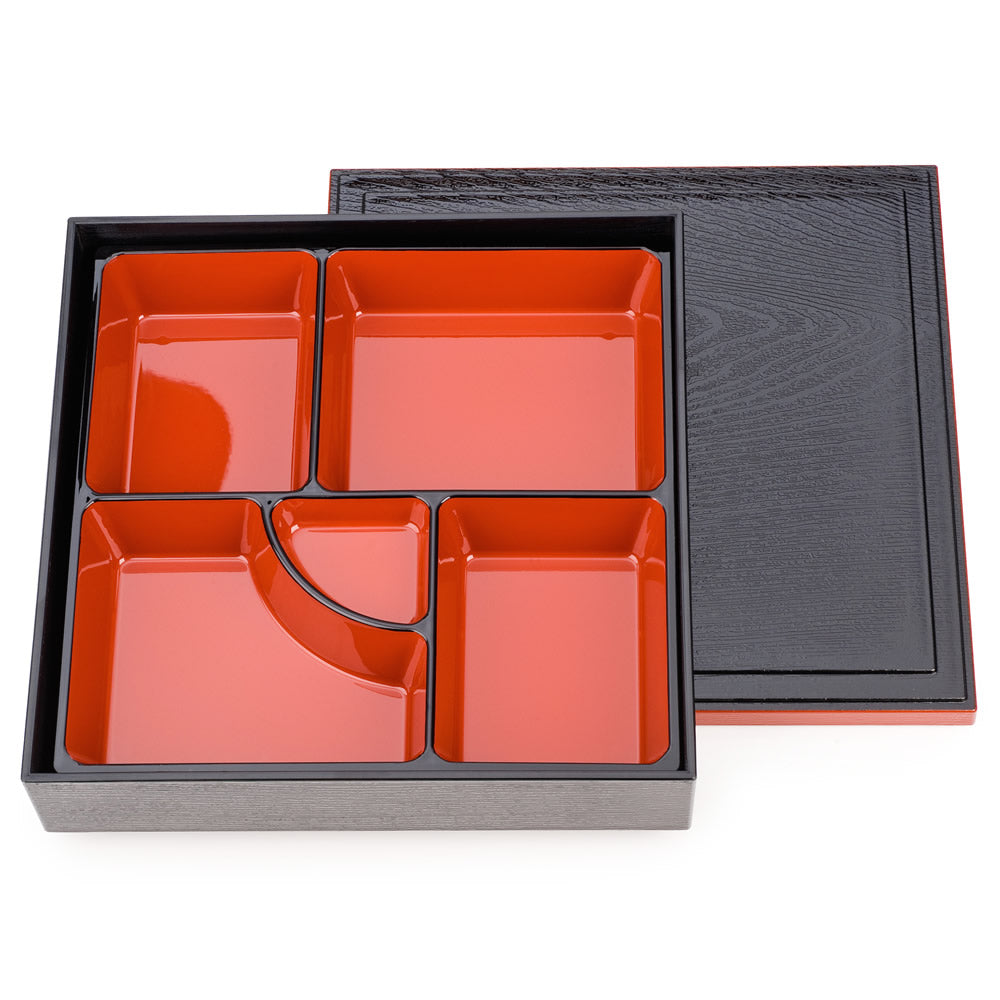 Black and Red Lacquer Japanese Obento Box