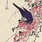 Blue Bird and Roses Hiroshige Woodblock Print