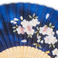 Blue Cherry Blossom Japanese Folding Fan