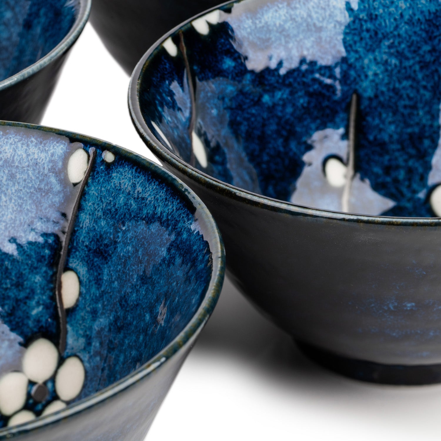 Japanese Porcelain Rice Soup Bowl – 5.25 Inch Blue Plum Cherry Blossom Made In Japan