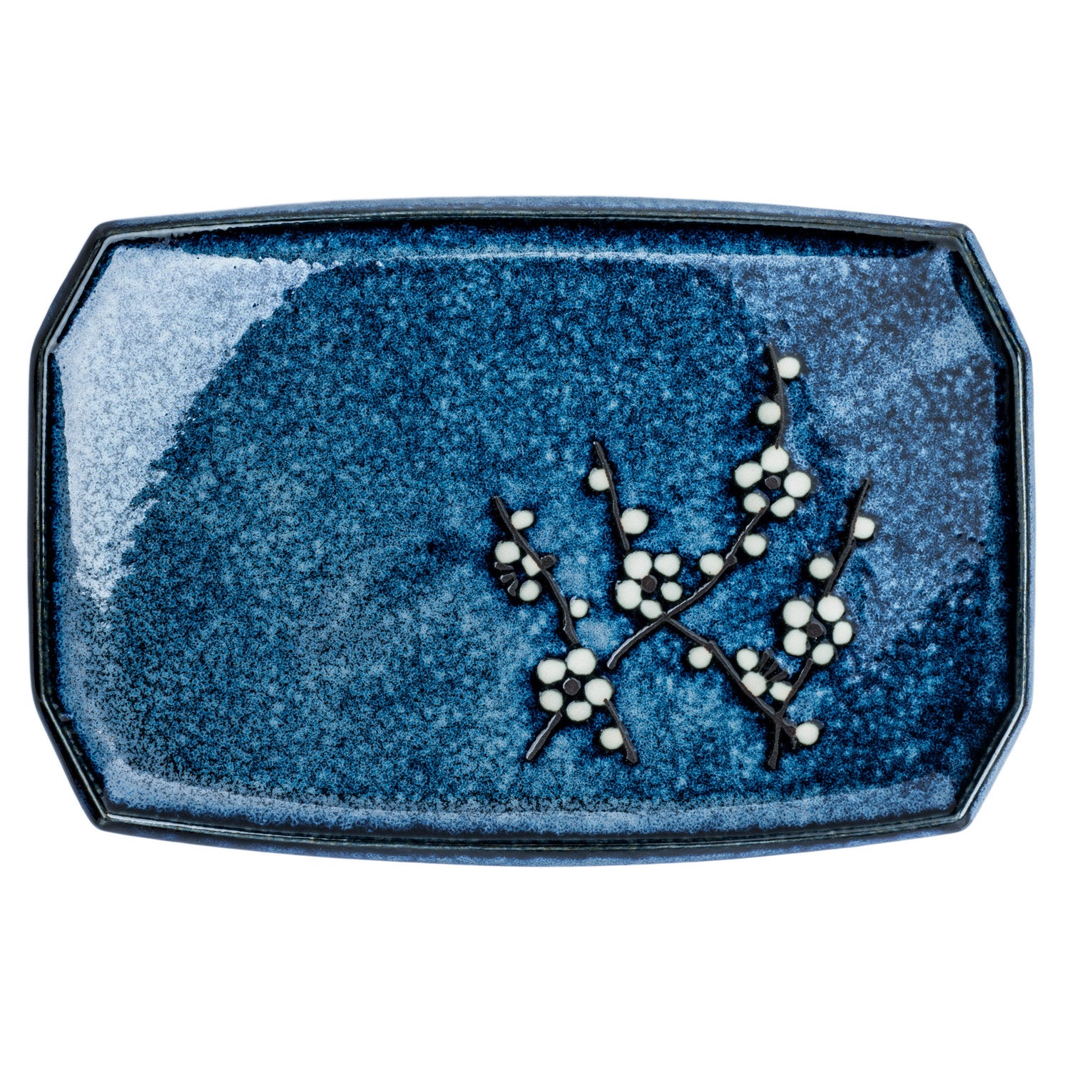 Blue Hana Cherry Blossom Japanese Sushi Plate