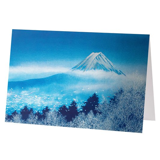 Blue Mount Fuji at Night Japanese Card