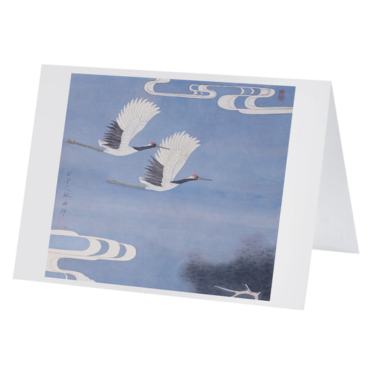 Blue Sky Twin Cranes Greetings Card